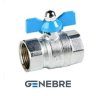 Кран шаровый полнопроходной GENEBRE, корпус-латунь, уплотнение-PTFE, Tmax=180°C ВР/ВР ручка-баб